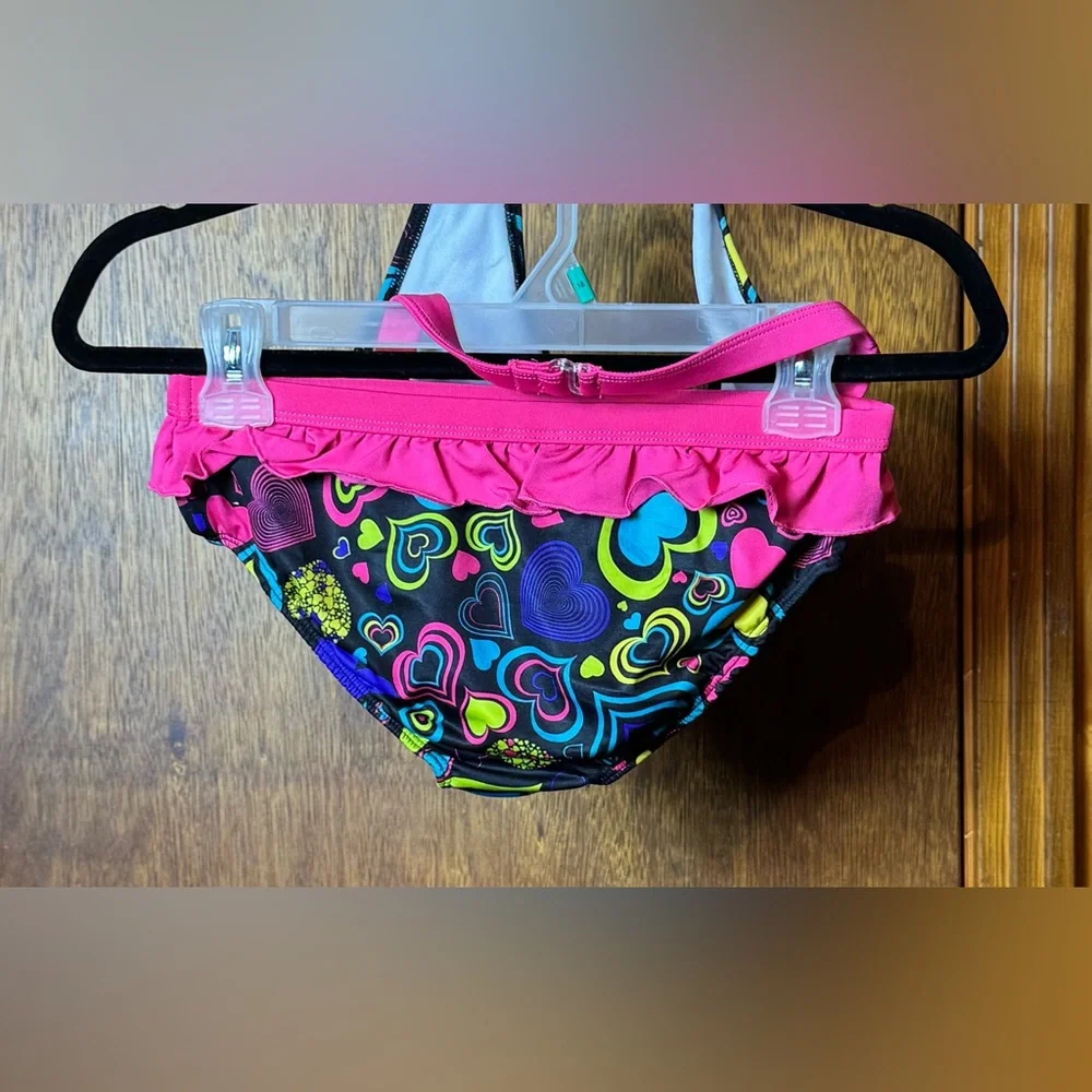 2 Girls Extremely Me‎ Colorful Heart Print Bikinis - 10/12 & 14/16